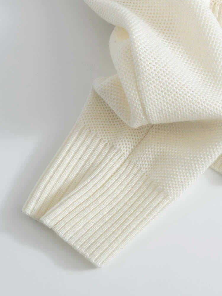 French Cutout Black and White Wool Sweater