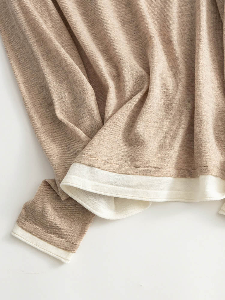 Layered Contrast Color Wool Knit Sweater